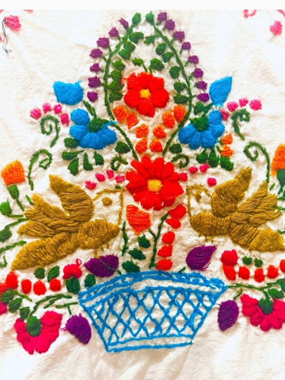 MEXICAN COTTON EMBROIDERED DRESS MEDIUM - Picture 4 of 5